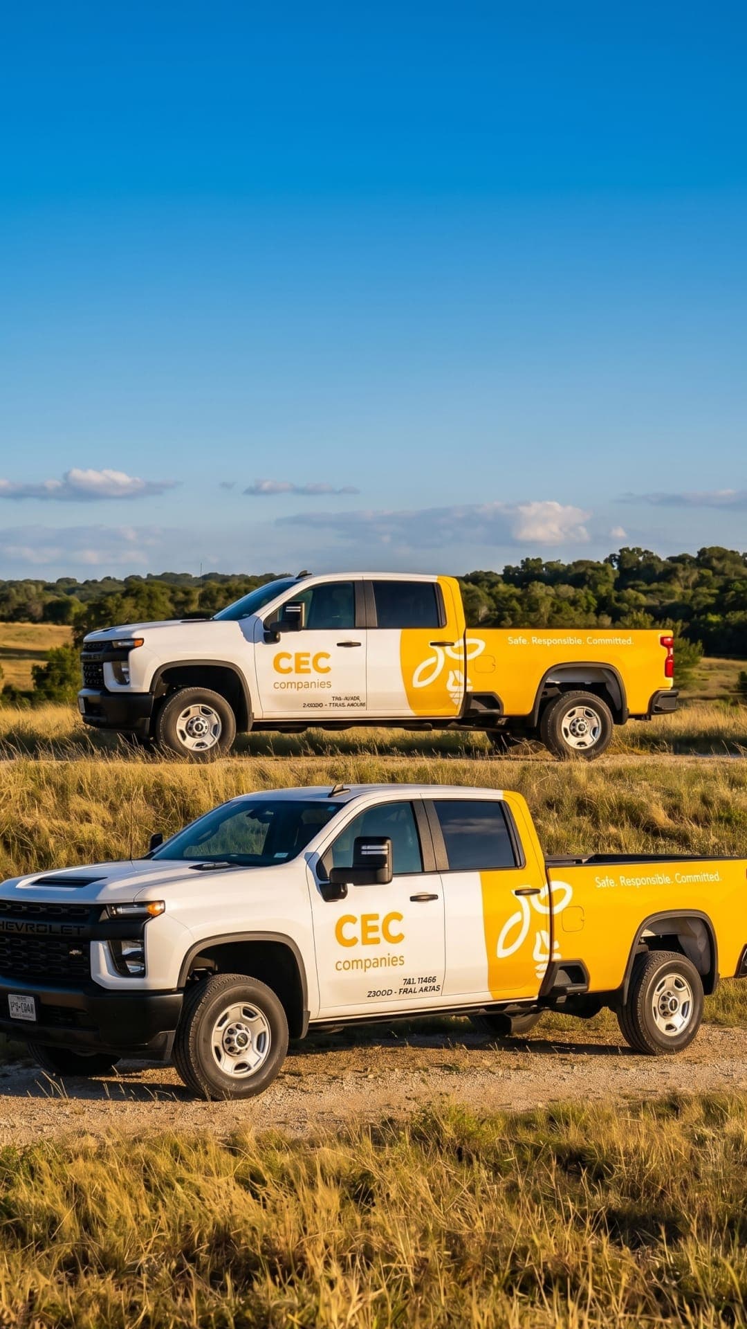 Fleet trucks after branded wrap installation