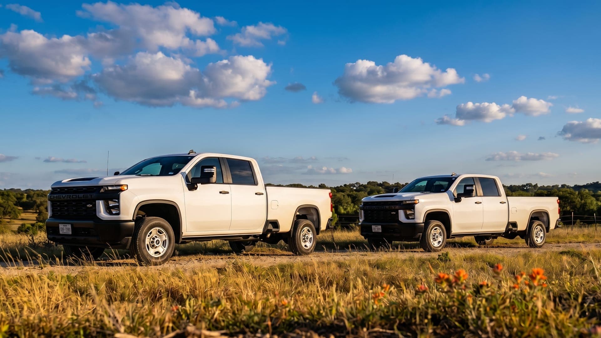 Fleet trucks before wrap installation